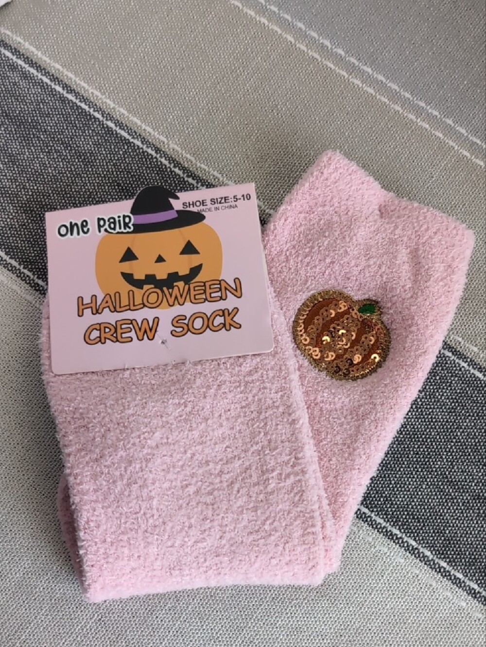 Halloween Pink Pumpkin Crew Socks